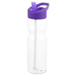 Additional Image 1 - a clear plastic water bottle with purple lid