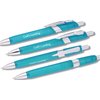 a group of blue pens