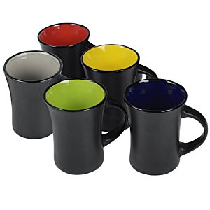 Additional Image 1 - a group of black mugs with different colored cups