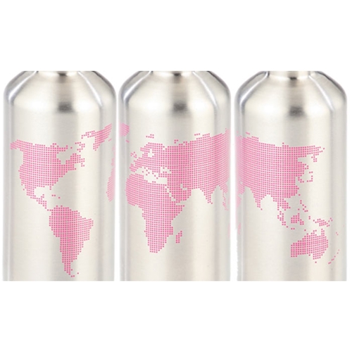 Additional Image 4 - a row of white objects with pink world map on them