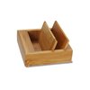 a wooden box with a triangular object in it