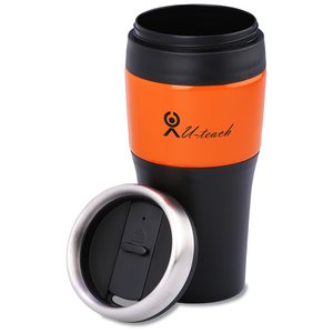 Additional Image 2 - a black and orange travel mug