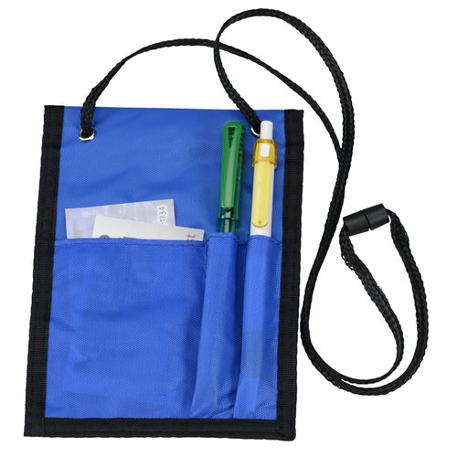 Additional Image 2 - a blue badge holder with a black strap