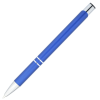 a blue pen with a white cap