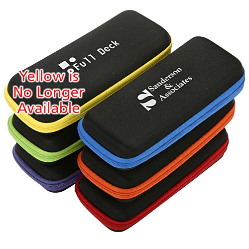 Additional Image 1 - a stack of colorful pencil cases