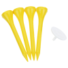 a group of yellow golf tees