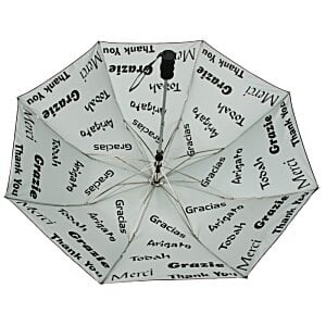 Additional Image 2 - a white umbrella with black text