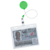 View Image 3 of 4 of Round Retractable Badge Holder with Slip-On Clip - Translucent