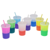 a group of colorful cups with straws