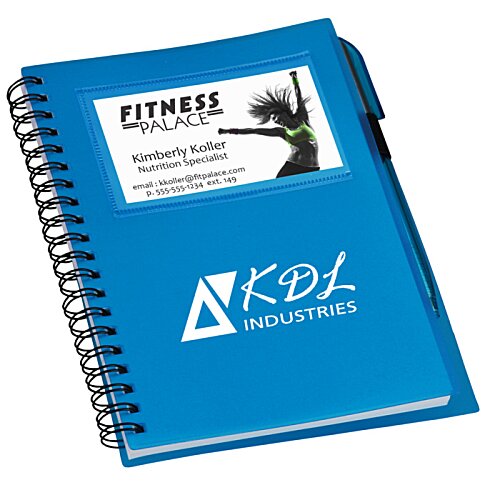 Additional Image 1 - a blue spiral notebook with a pen