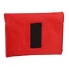 a red rectangular object with a black rectangular object on it