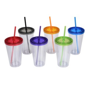 Additional Image 1 - a group of plastic cups with straws