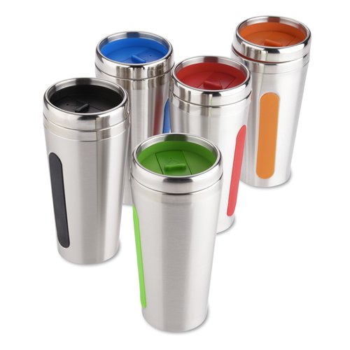 Dual Grip Travel Tumbler - 15 oz. - Silver Image 1 of 2