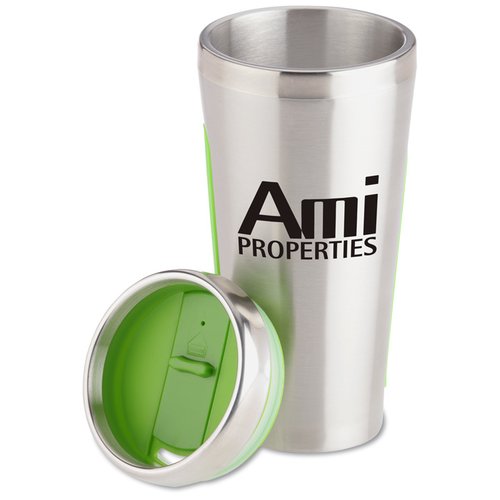 Additional Image 1 - a silver cup with a green lid