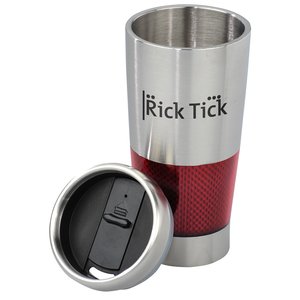 Additional Image 1 - a silver and red cup with a lid