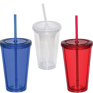 Additional Image 1 - a group of plastic cups with straws