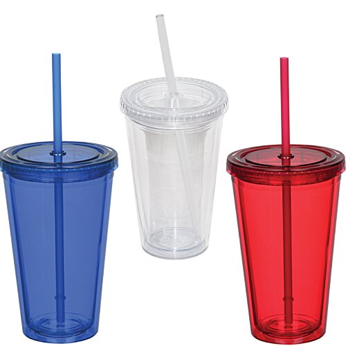 Additional Image 1 - a group of plastic cups with straws