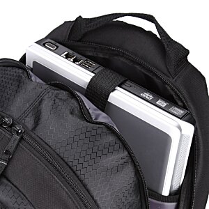 Additional Image 1 - a black backpack with a silver object in it