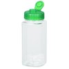 a white plastic bottle with a green lid