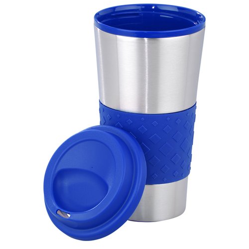 Additional Image 1 - a blue and silver travel mug