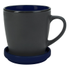 View Image 2 of 2 of Double Up Mug with Coaster - Black - 12 oz.