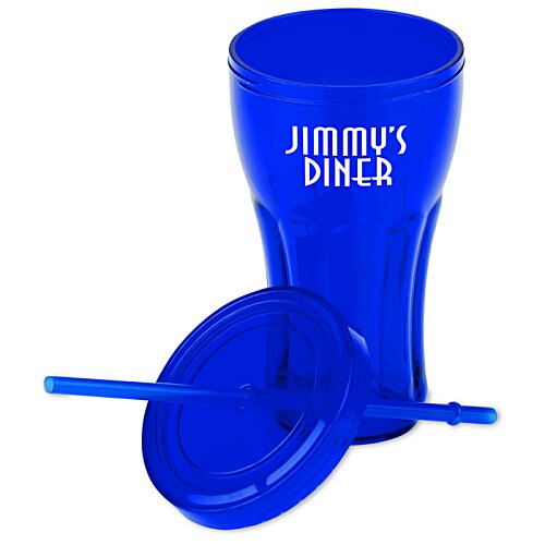 Additional Image 1 - a blue plastic cup with straws