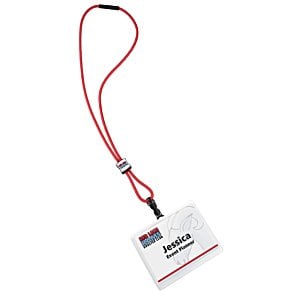Additional Image 1 - a white badge with red cord