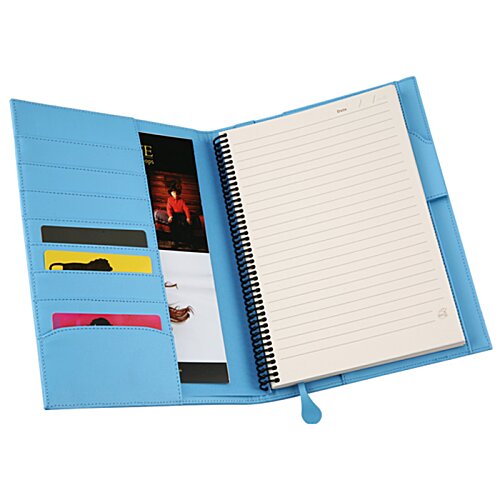 Additional Image 1 - a blue folder with a white paper and a red light