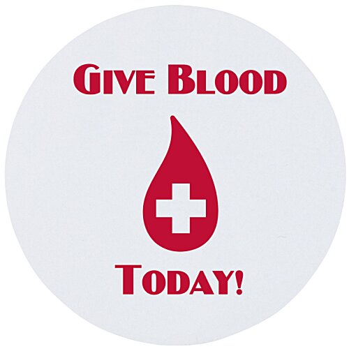 Additional Image 1 - a white circle with red text and a red cross and a drop of blood