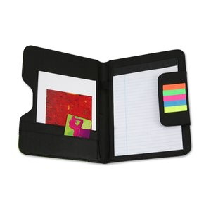 Additional Image 1 - a black folder with white paper and red and white paper