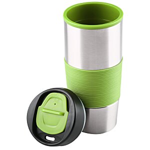 Additional Image 1 - a green and silver cup with a black lid