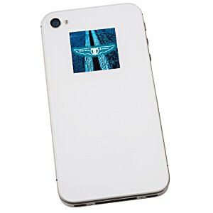 Additional Image 2 - a white cell phone with a blue square screen