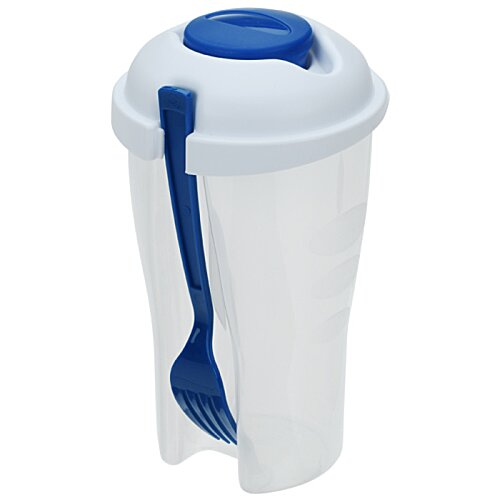 Additional Image 1 - a white and blue plastic cup with a blue lid