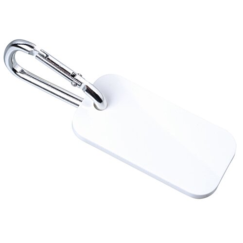 Additional Image 1 - a white rectangular tag with a silver chain