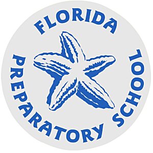 Additional Image 1 - a white circle with blue text and a starfish