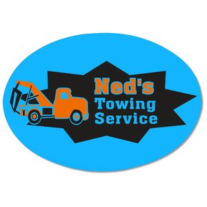 Additional Image 1 - a blue oval with black and orange logo