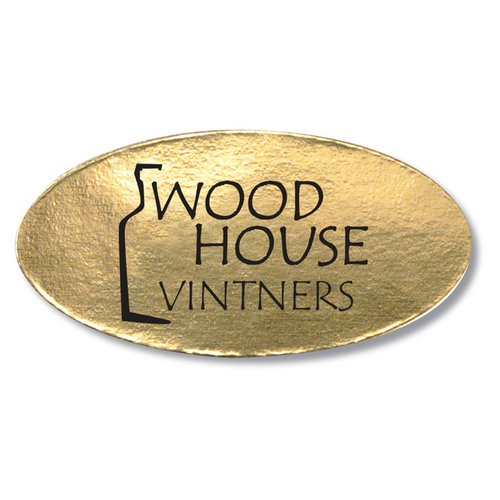 Additional Image 1 - a gold oval object with black text