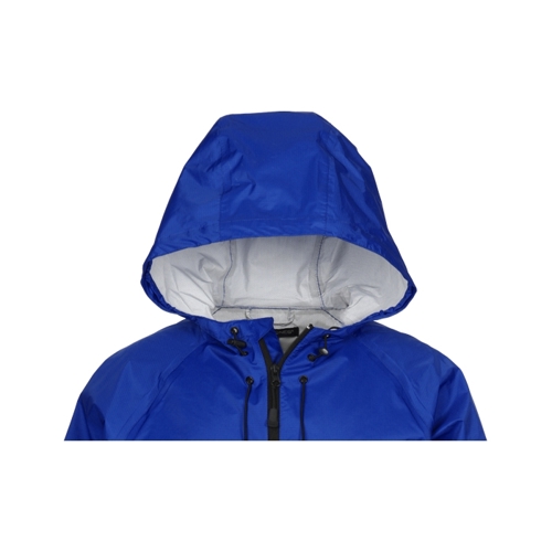 Additional Image 1 - a blue hooded jacket with a white hood