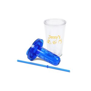 Additional Image 1 - a blue plastic cup and a blue straw