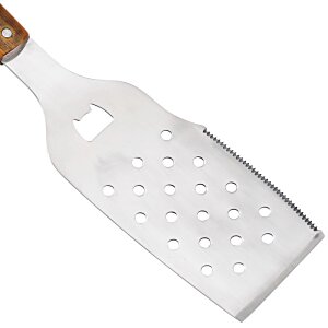 Additional Image 1 - a white plastic spatula with a brown handle