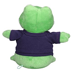 Additional Image 1 - a green stuffed animal with a blue shirt
