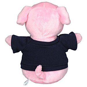 Additional Image 1 - a pink stuffed animal with a black shirt