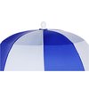 a blue and white striped umbrella