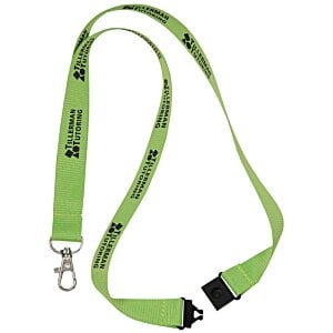 Additional Image 1 - a green lanyard with black text