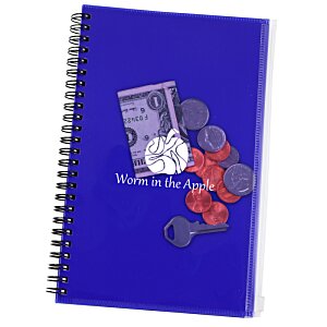 Additional Image 1 - a blue spiral notebook with a logo on it