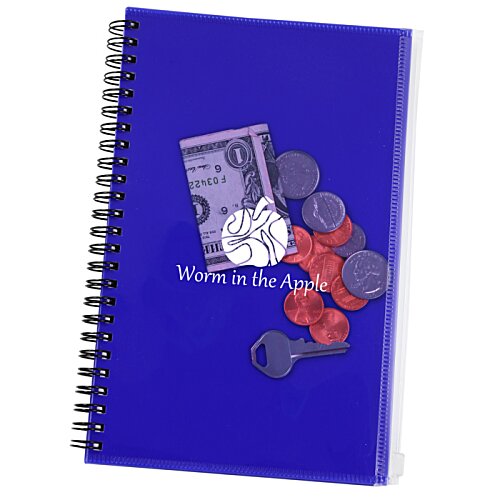Additional Image 1 - a blue spiral notebook with a logo on it