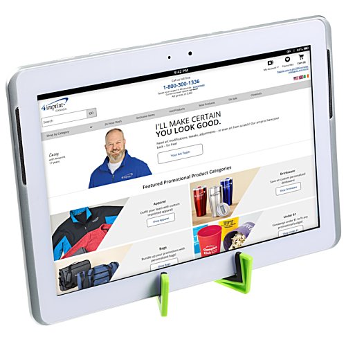 Additional Image 1 - a white tablet with green stand