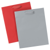 a red and grey paper bags