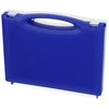 a blue plastic case with a handle