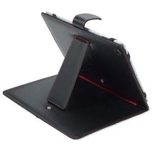 Additional Image 2 - a black tablet stand with a black handle